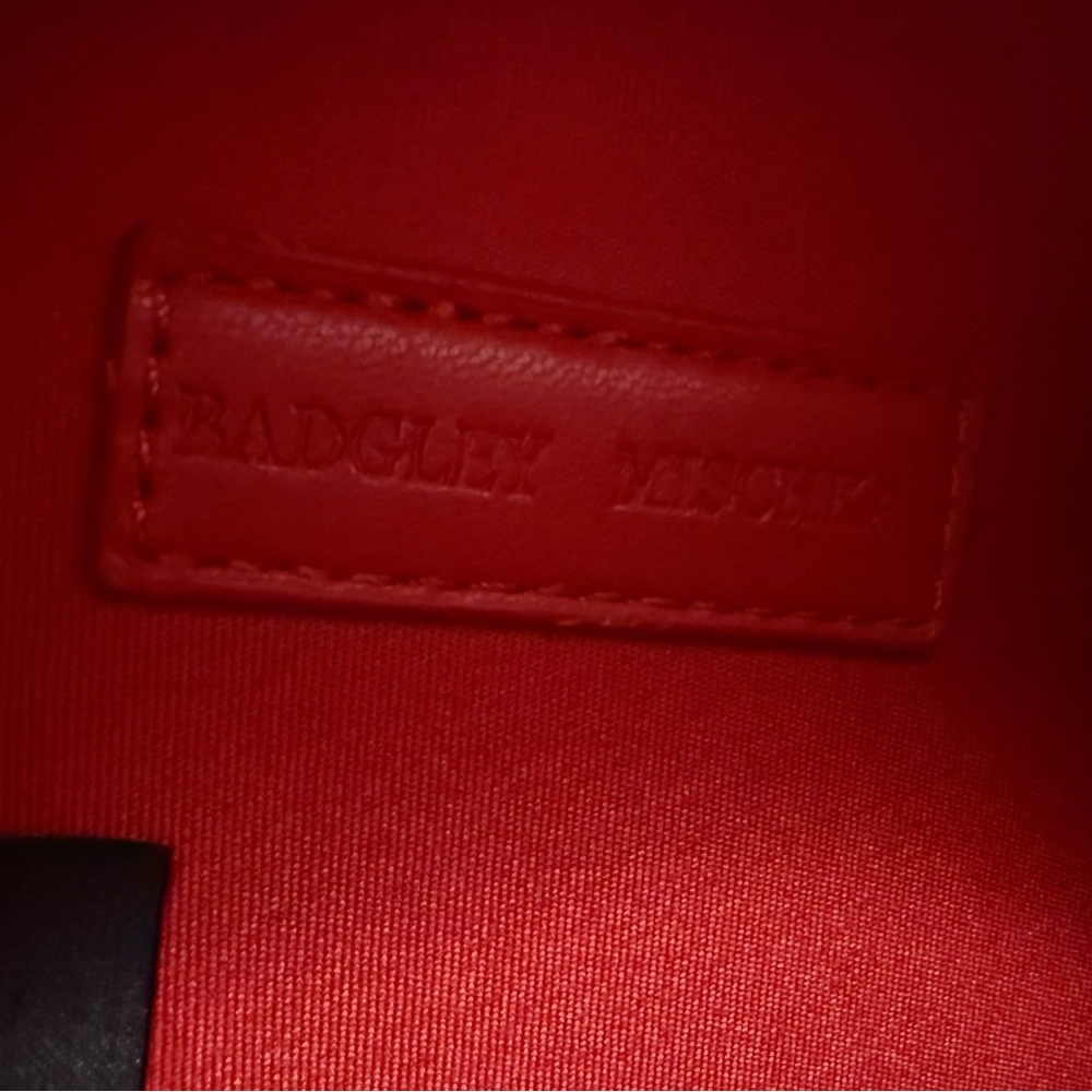 NWT Badgley Mischka Red Quilted Mini Bag with Pearl and Chain Details - Picture 6 of 6